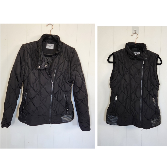 Marc New York Jackets & Blazers - Marc New York Zip Up Moto Winter Jacket Vest Short Puffer Minimalist Coat Black